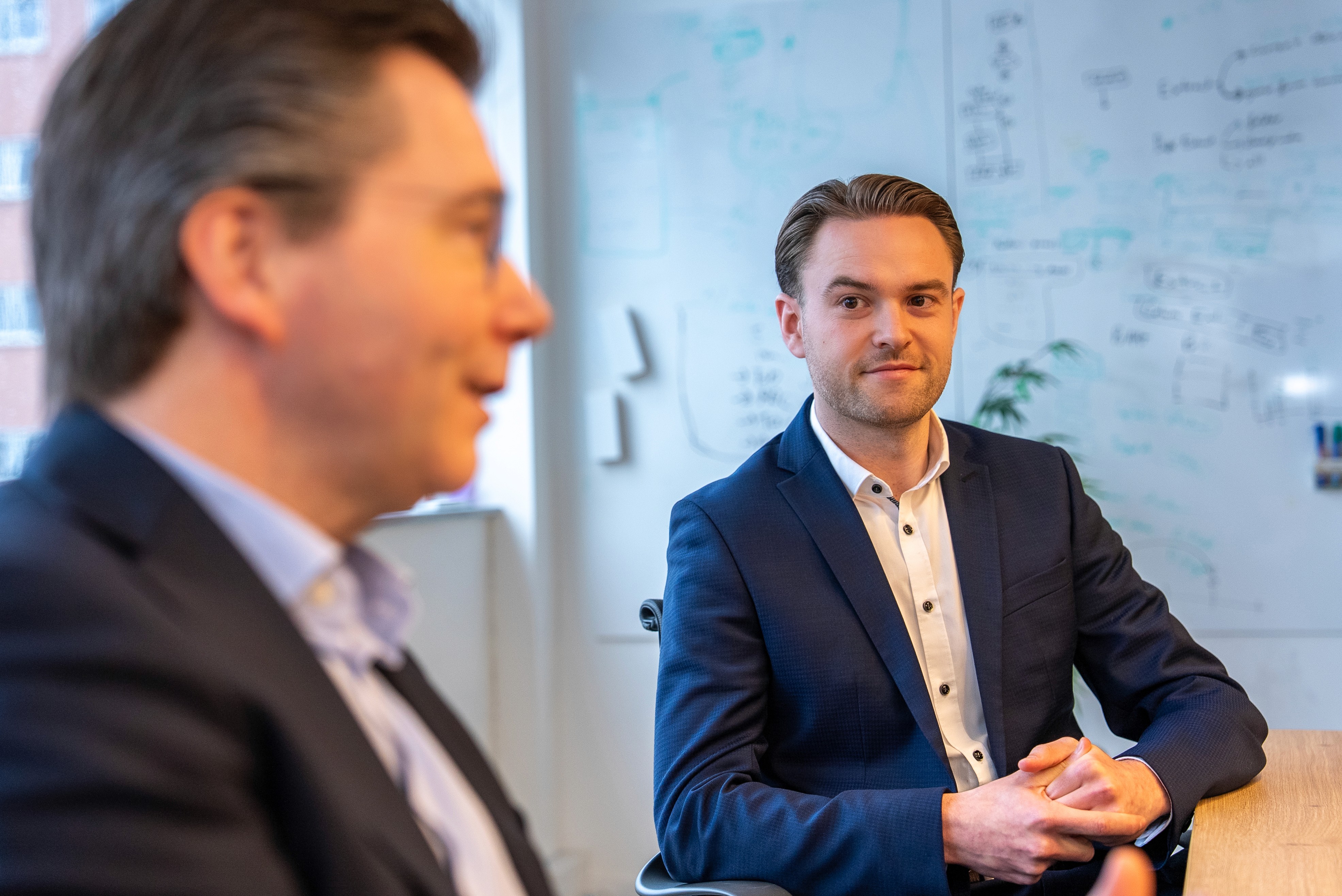 BDO partners Joost Lepoutre and Leon Jansen in a meeting at the RobotX office