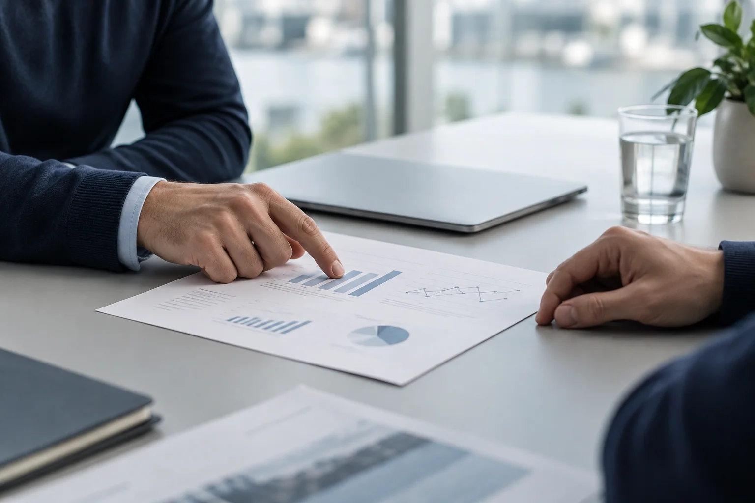 Escena ilustrativa de revisión de documentación financiera