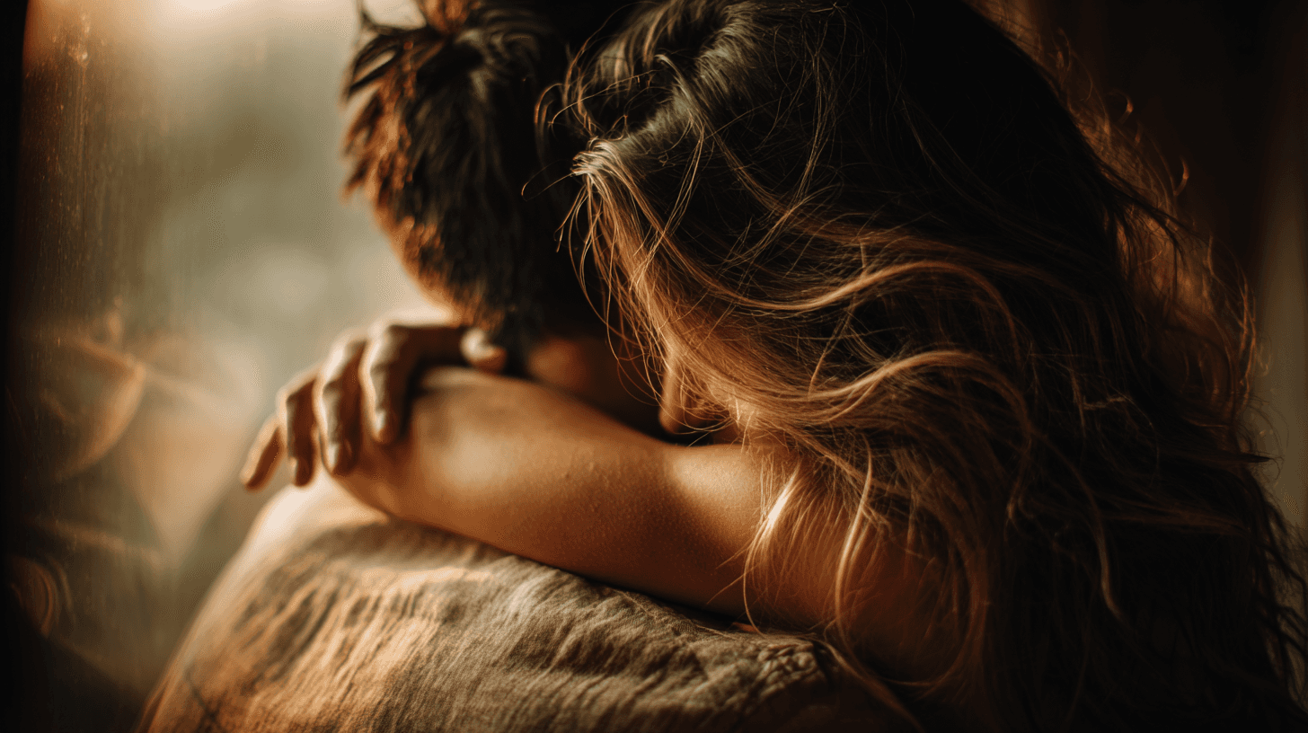 Couple in intimate embrace