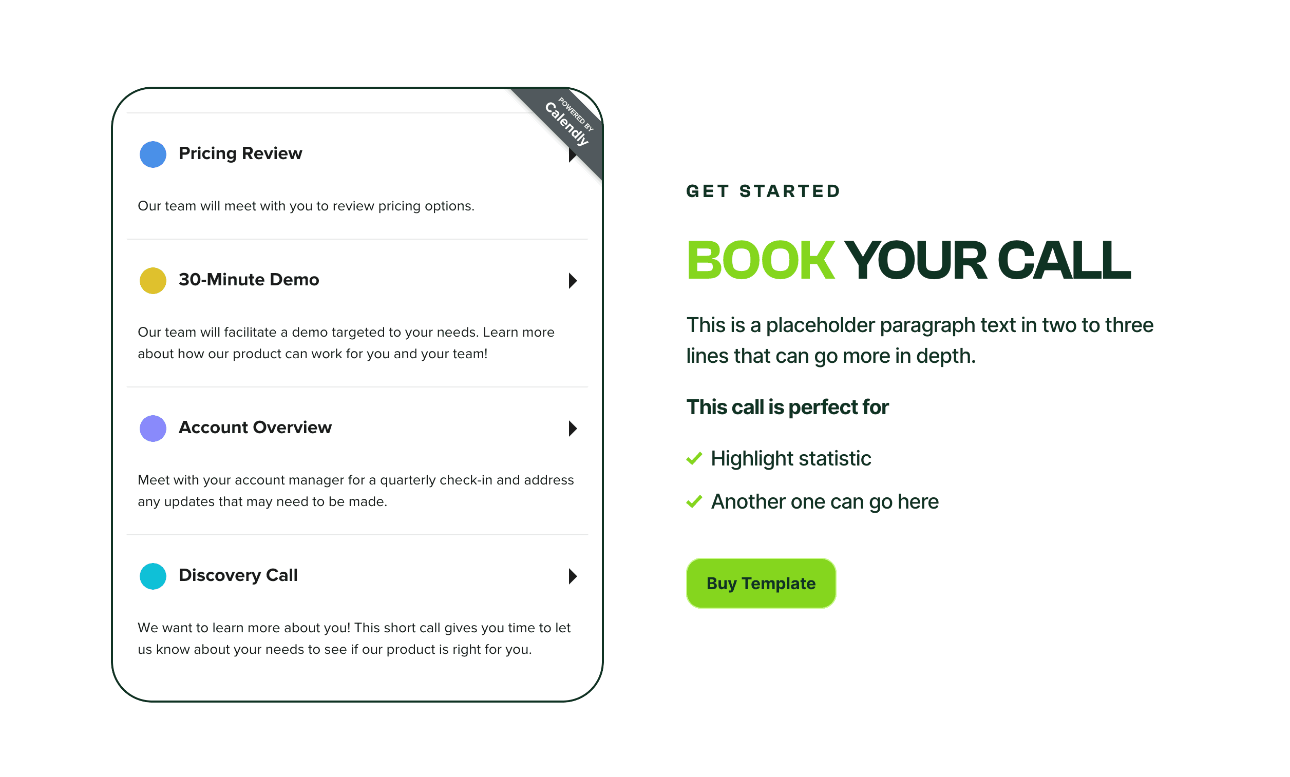 Book a call feature - FORYOU template