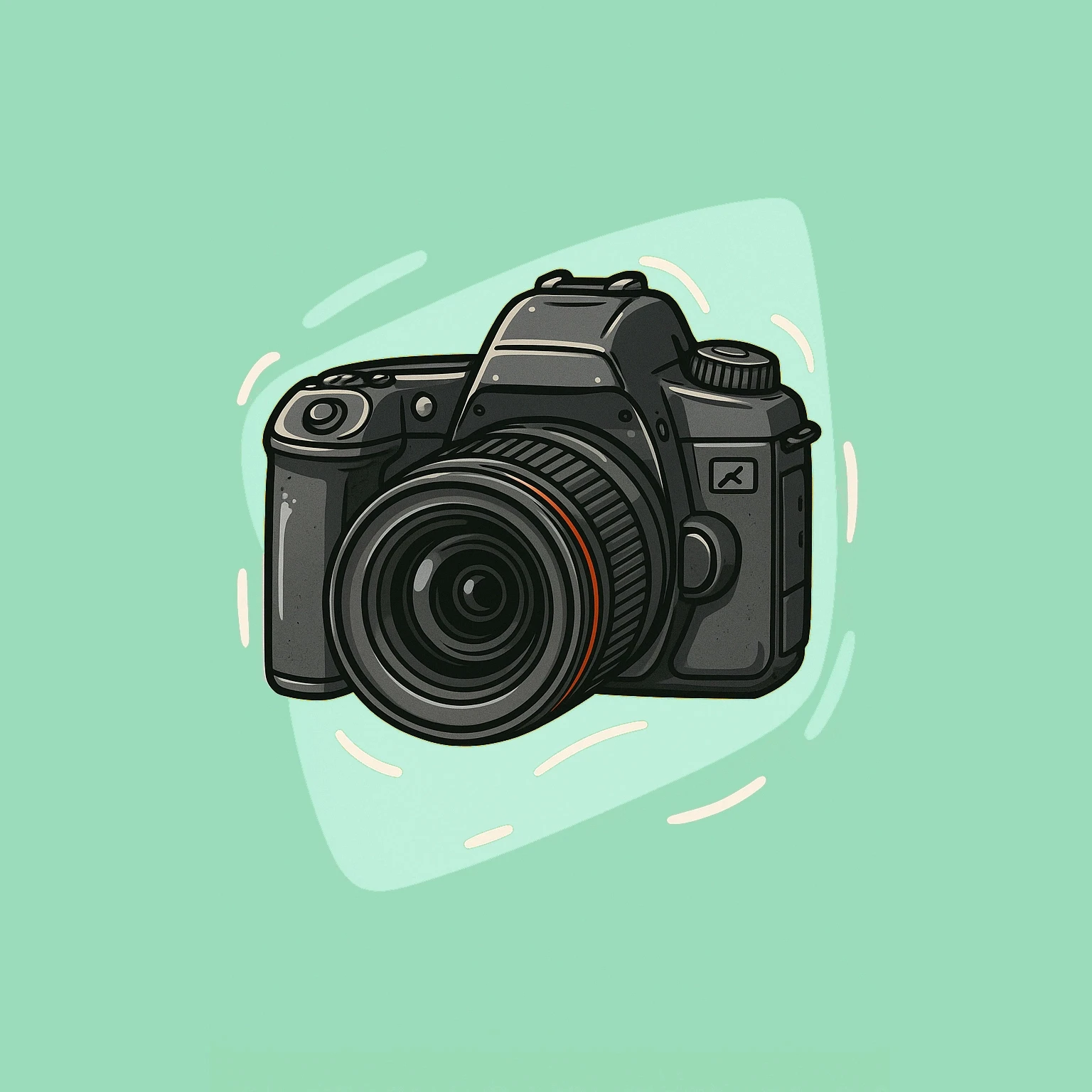 Illustration of a professional DSLR camera representing photography and videography services in Dubai and across the UAE.