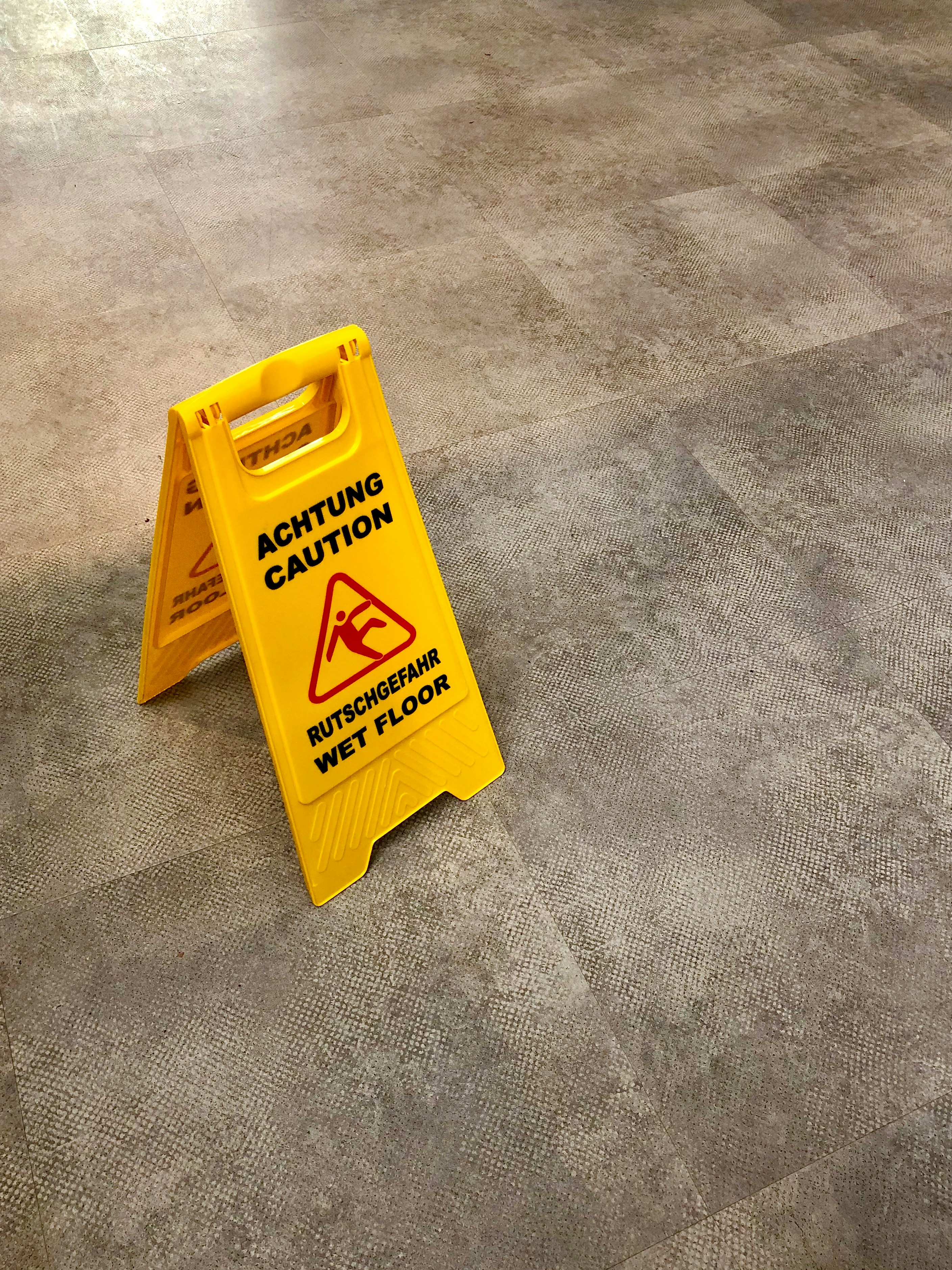 wet flour sign on floor