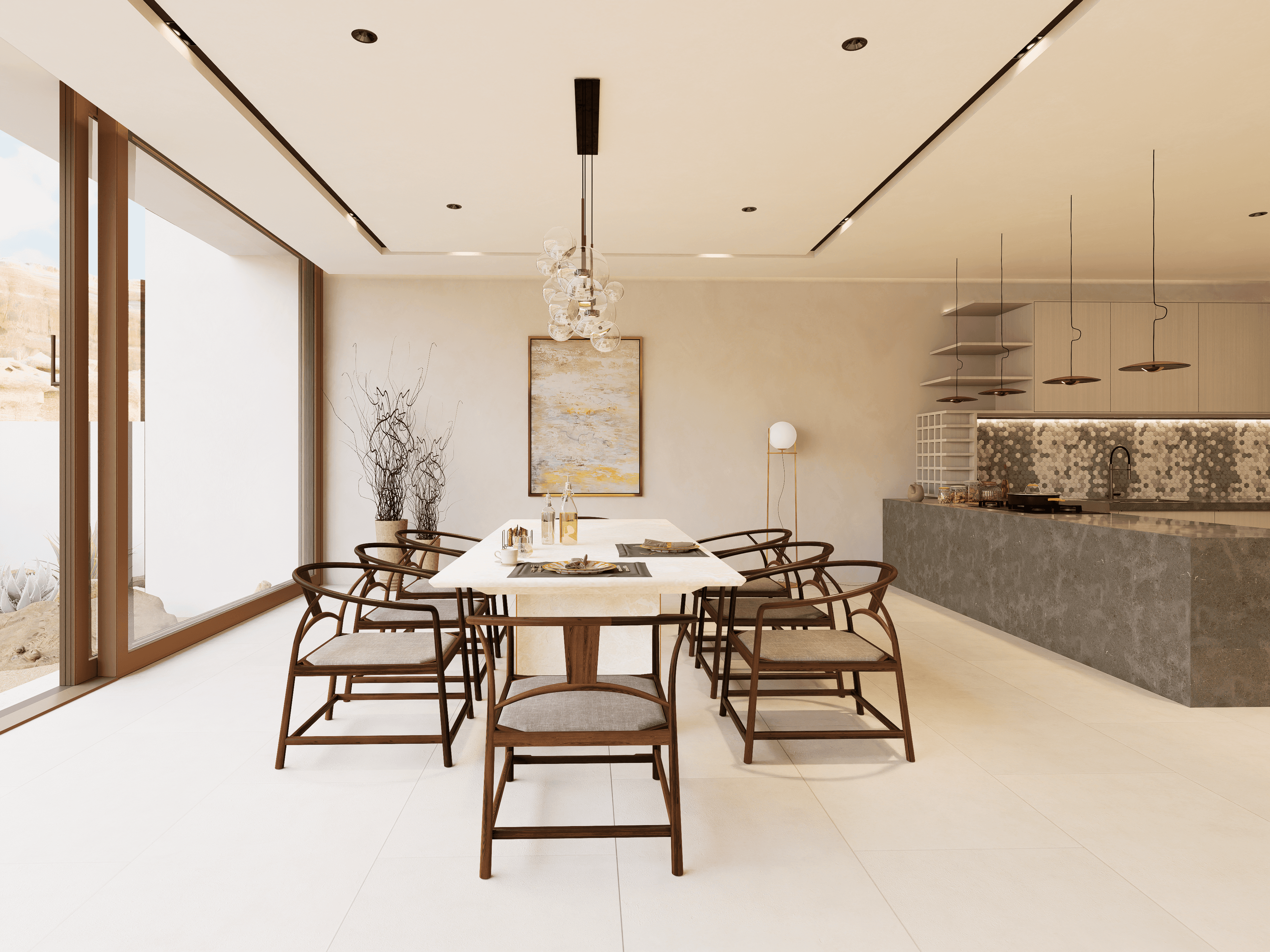 Dubai Concept house kitchen and dining room.
