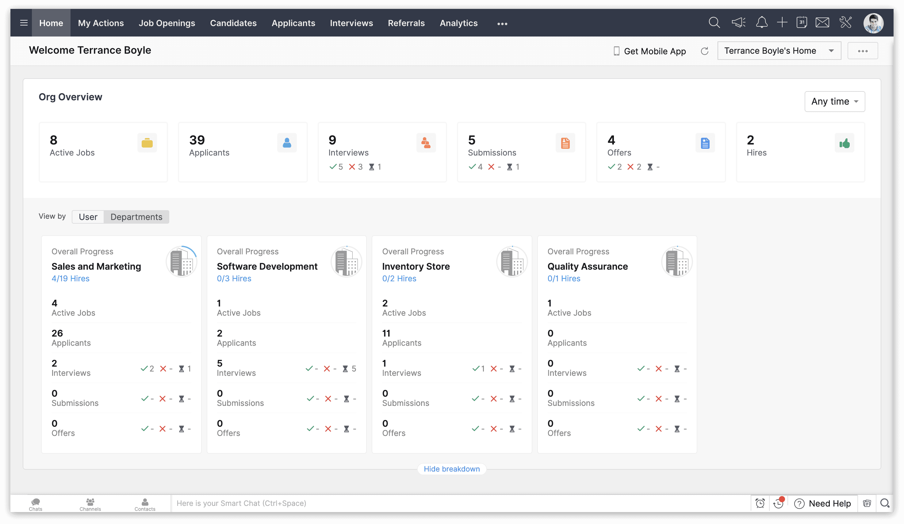 zoho recruit user interface