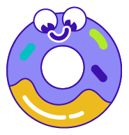 An emoji style sticker of a donut