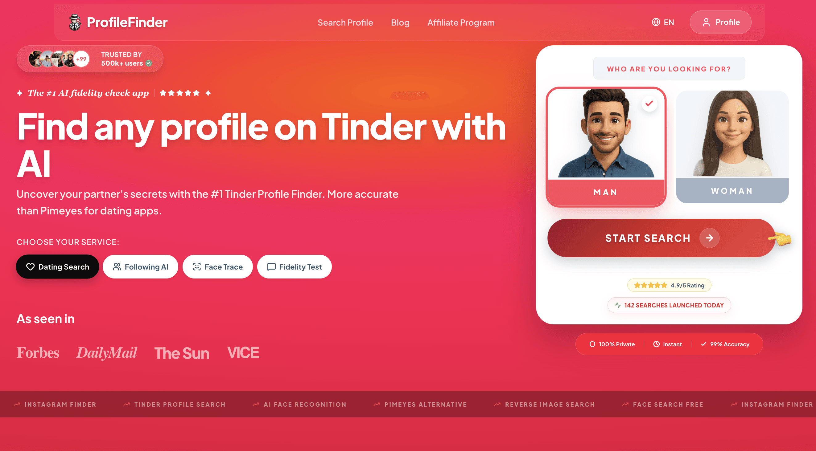 Profilefinder website