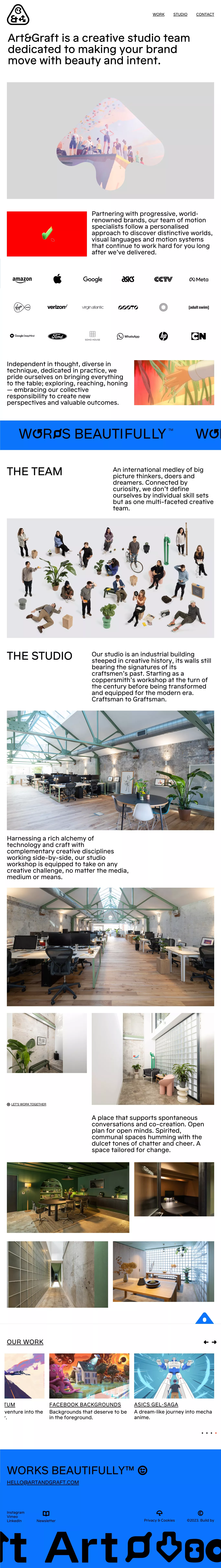 Art&Graft portfolio page screenshot showcasing Design design