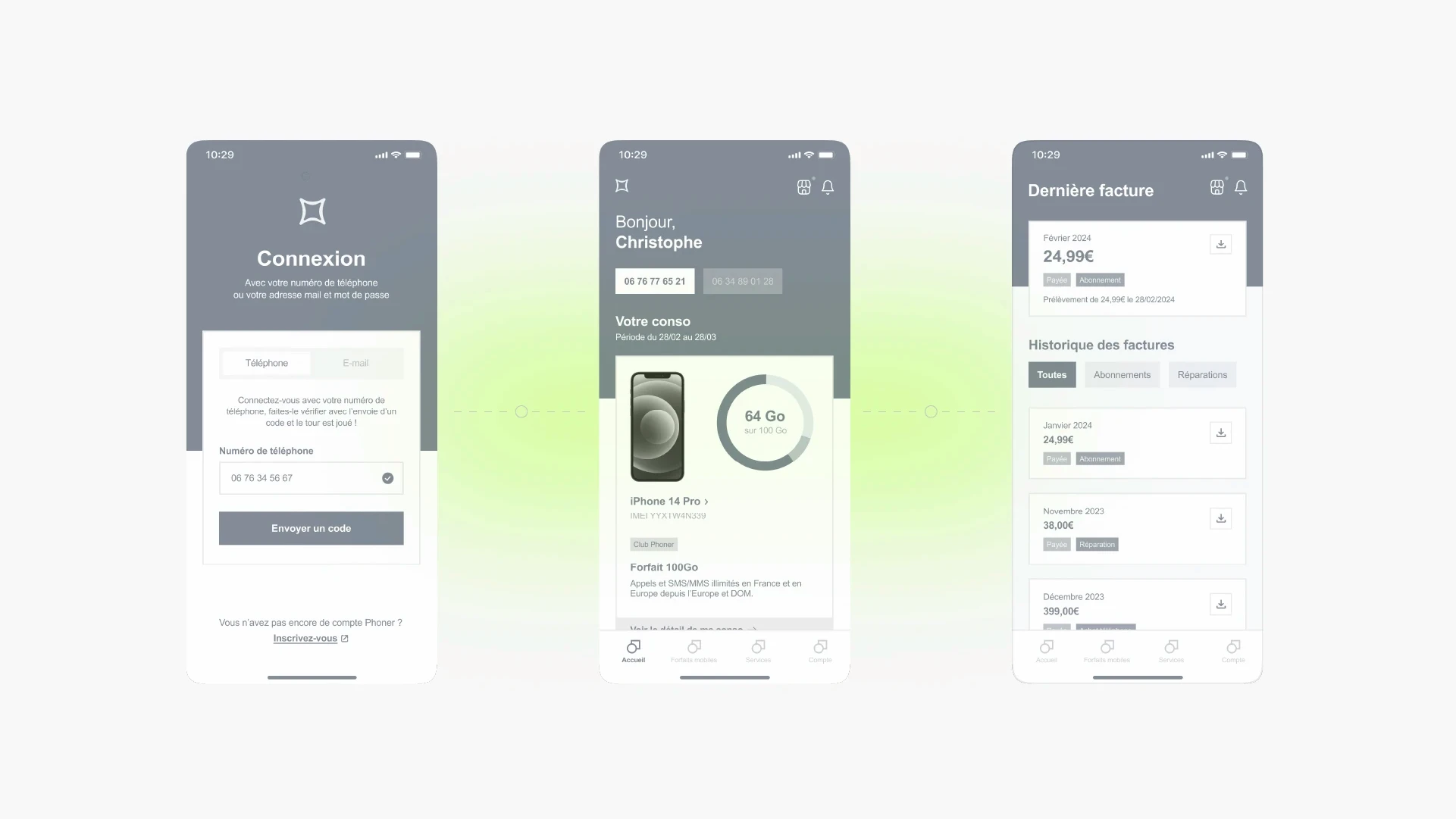 Exemple de wireframe réalisés par expone