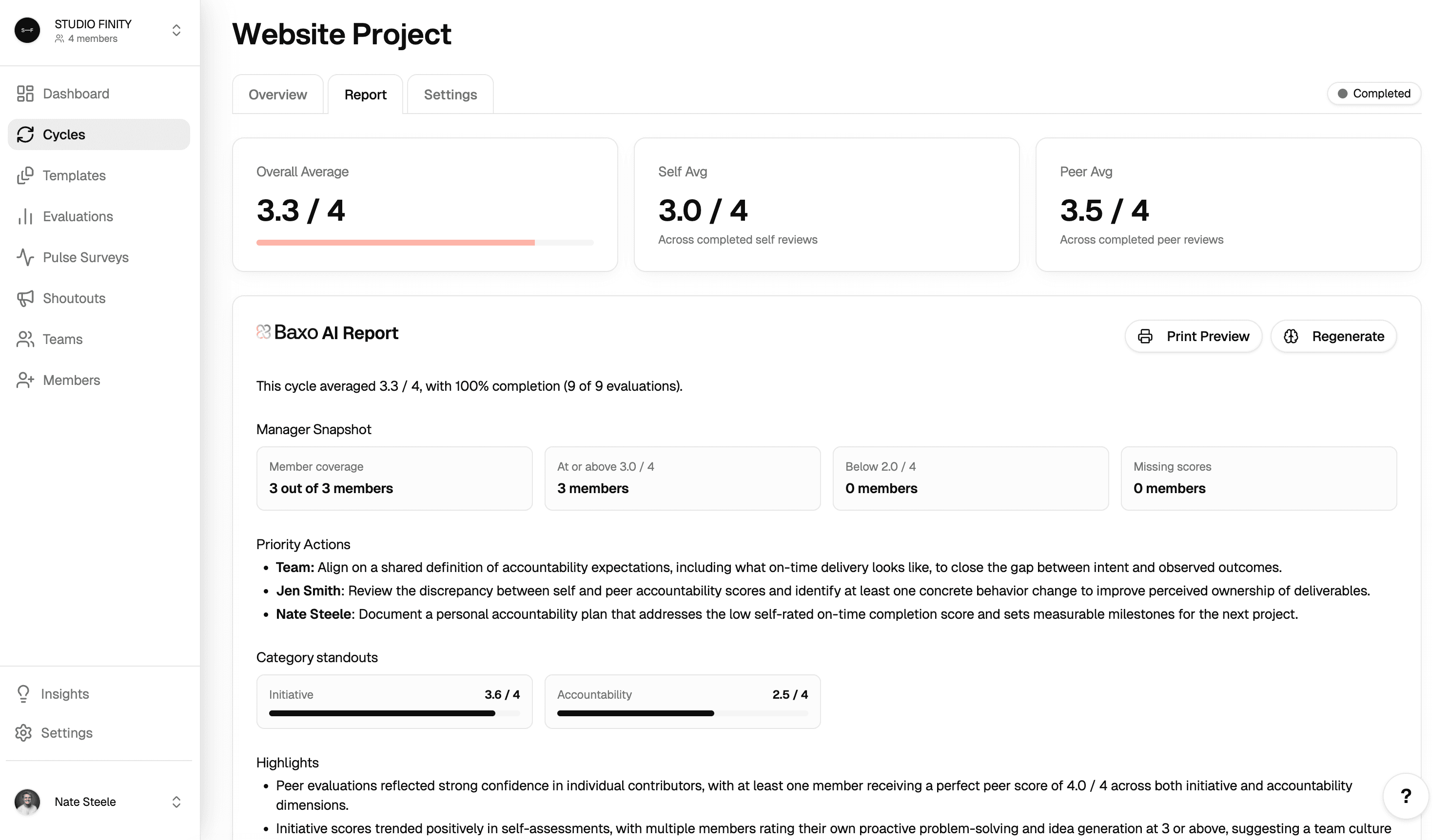 Baxo AI Report Page