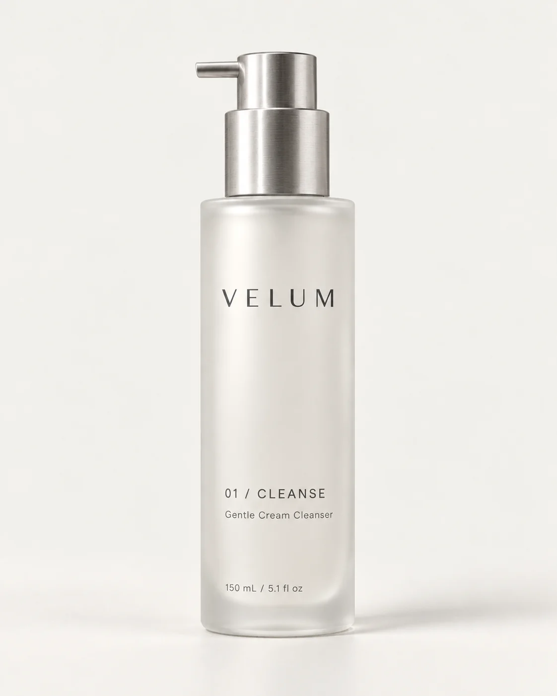 VELUM 01 CLEANSE frosted bottle catalog photograph