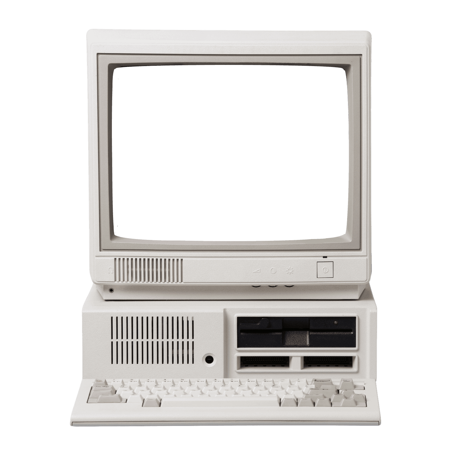 Ordinateur de bureau vintage avec écran cathodique et clavier