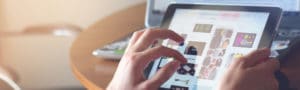 hand on ipad