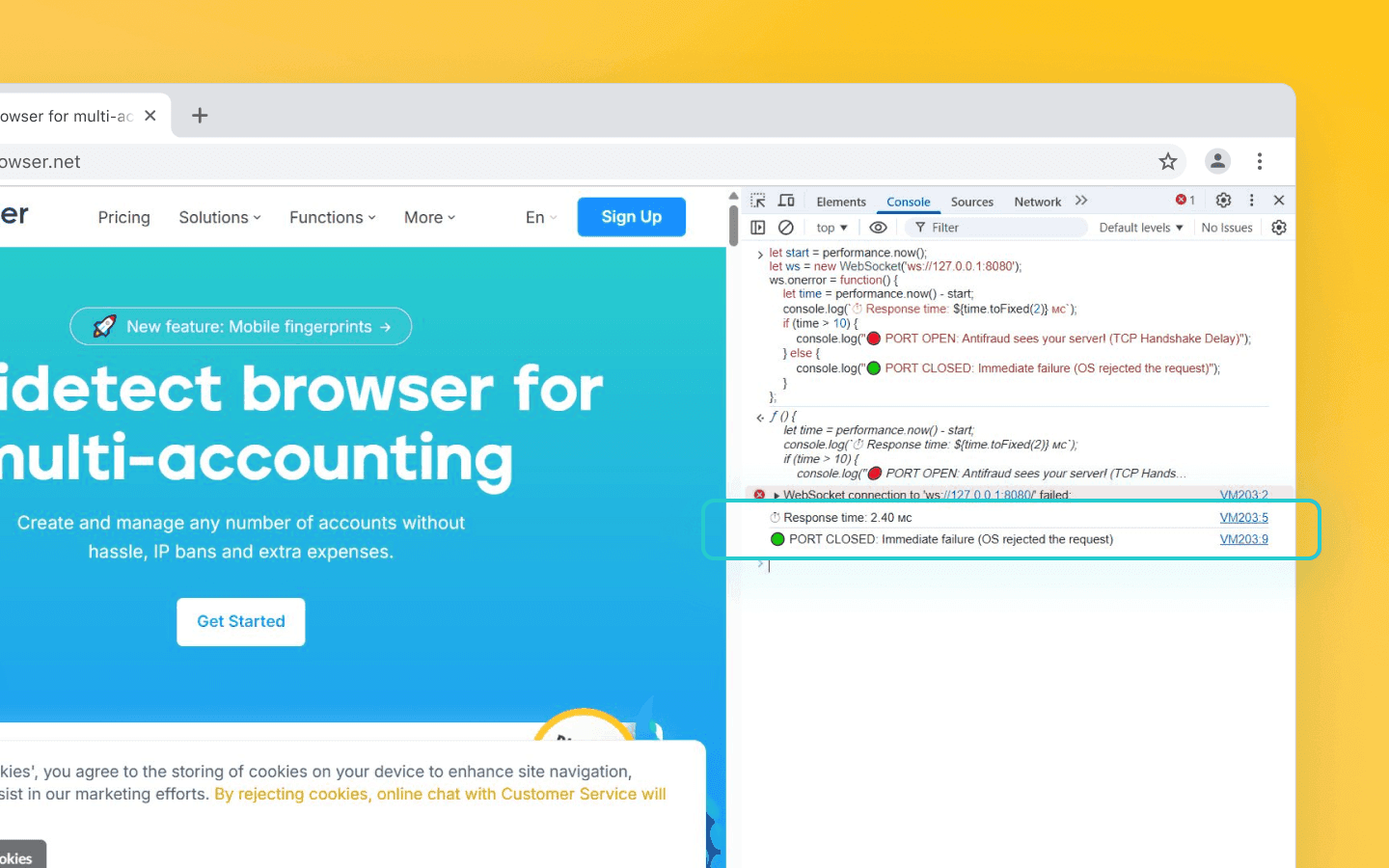 Perform the same test in Octo Browser, and you'll see that the port appears to be closed.