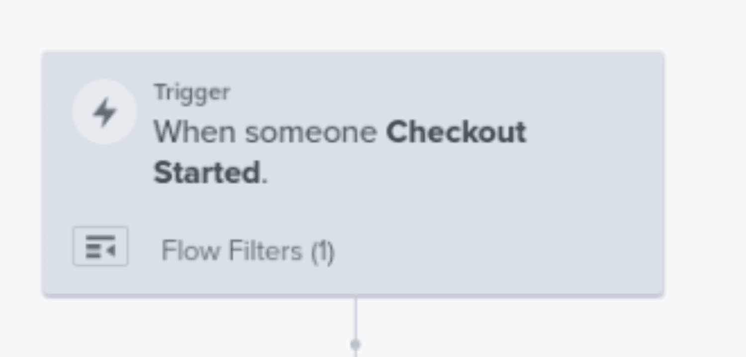 Trigger Check out Started.png – A Klaviyo flow triggered when a customer starts checkout, with one applied flow filter.