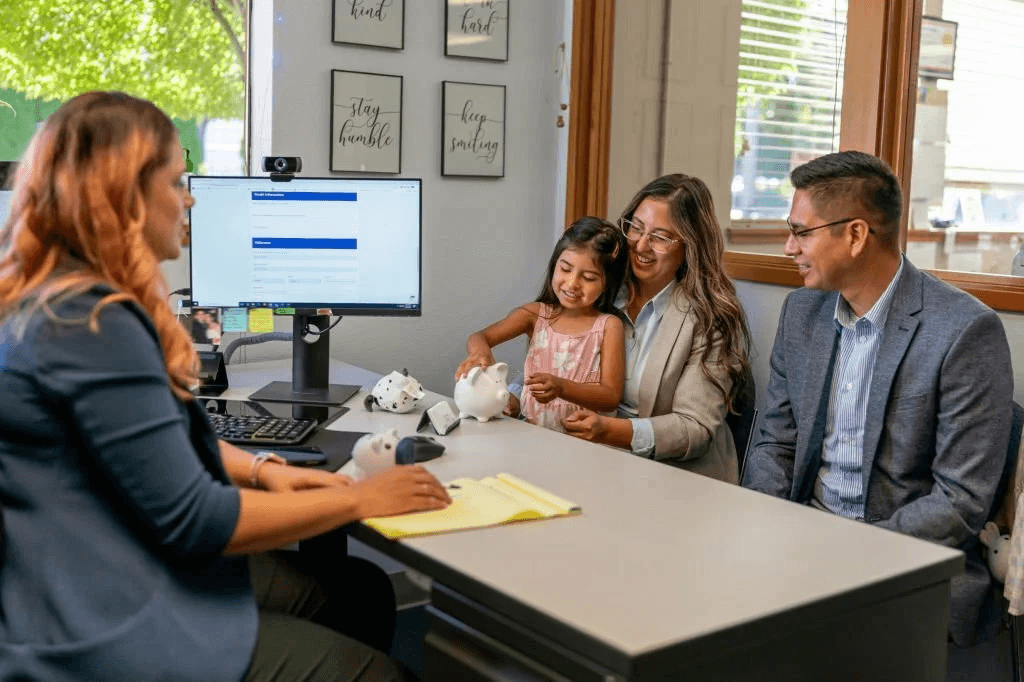 Family at an office