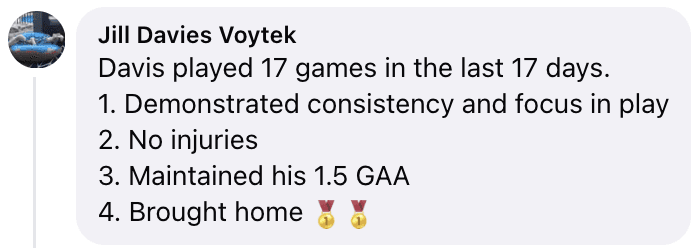 Davis performance Facebook post screenshot