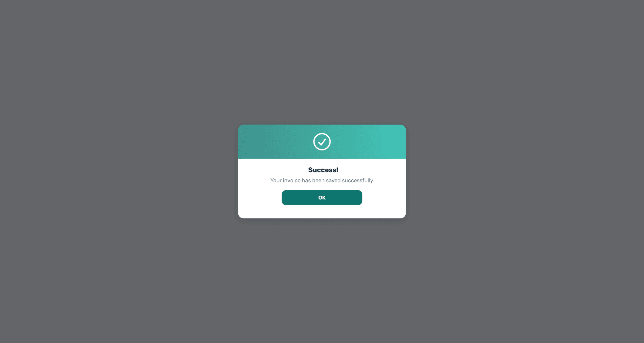 Success confirmation message after invoice submission