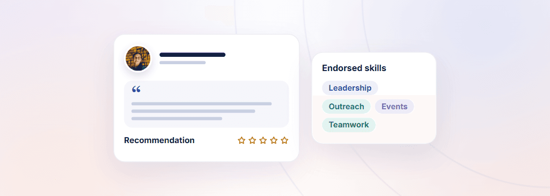 A written recommendation with five stars and endorsed skills