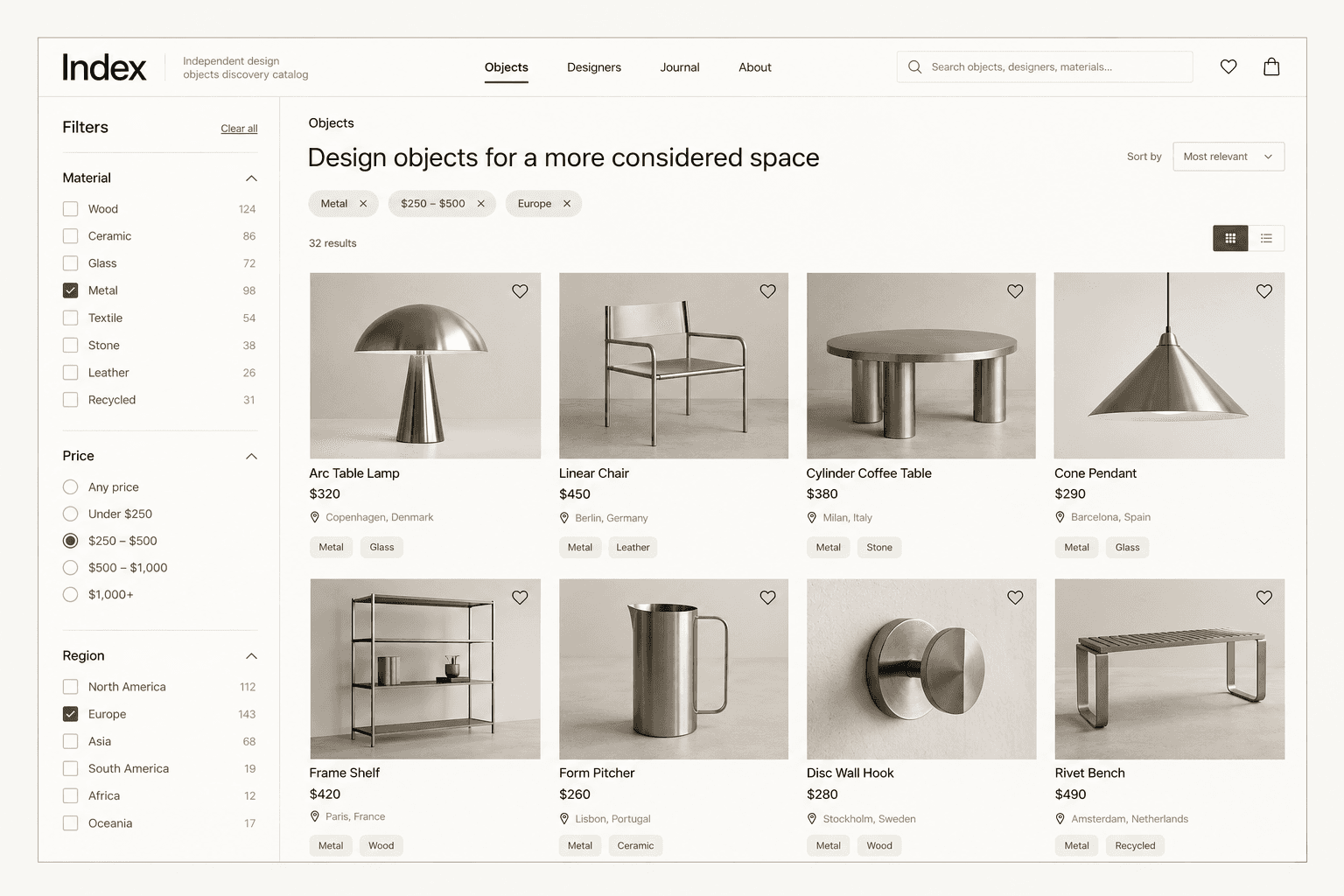 Index: Combinable filters with visible context
