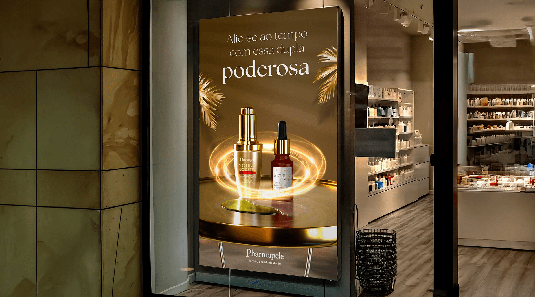 Futuristic silver sneaker with green accent and red sole, set against orange backdrop.