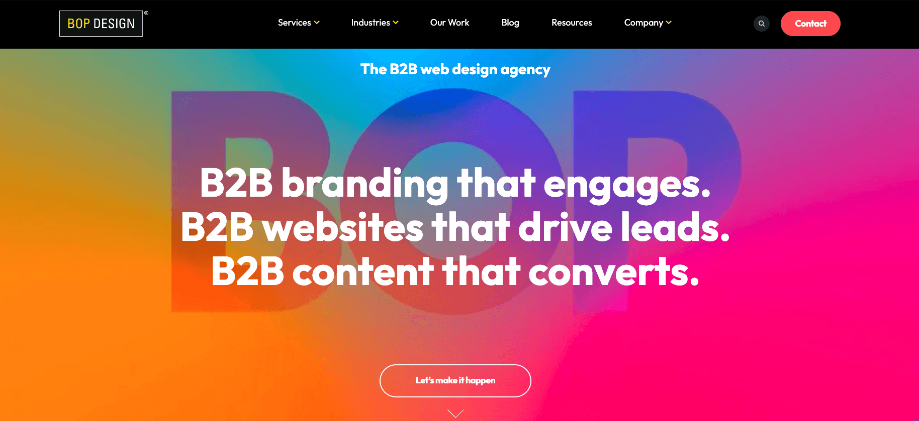 Bop Design B2B SaaS website design agency homepage