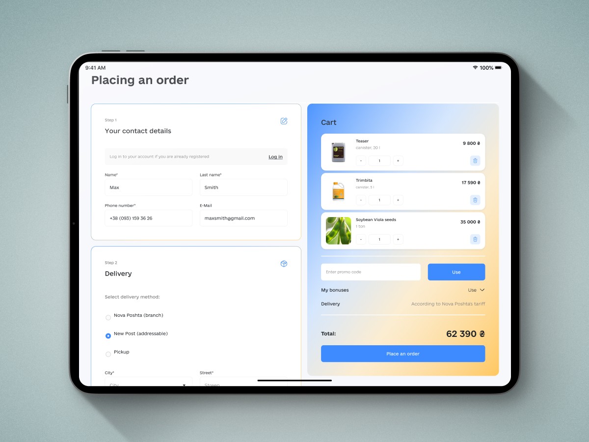 An example of the Work&Go website interface, developed by Codeska