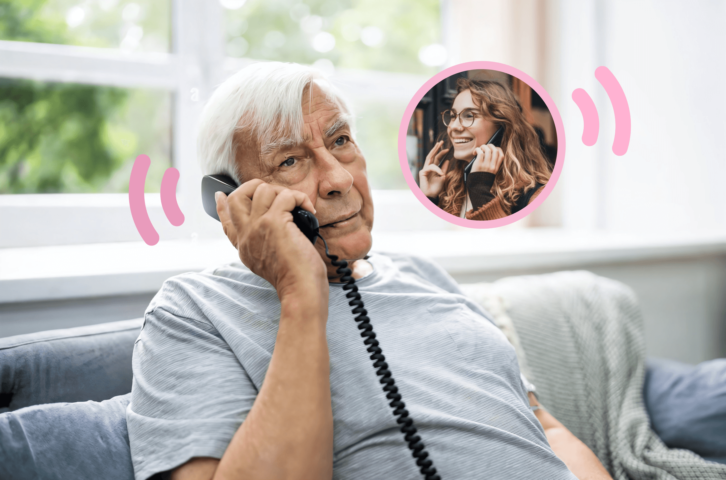 Un aîné parle au téléphone