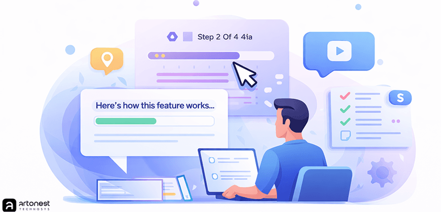 Step-by-step UI UX onboarding experience design for SaaS platform by Artonest Design Studio