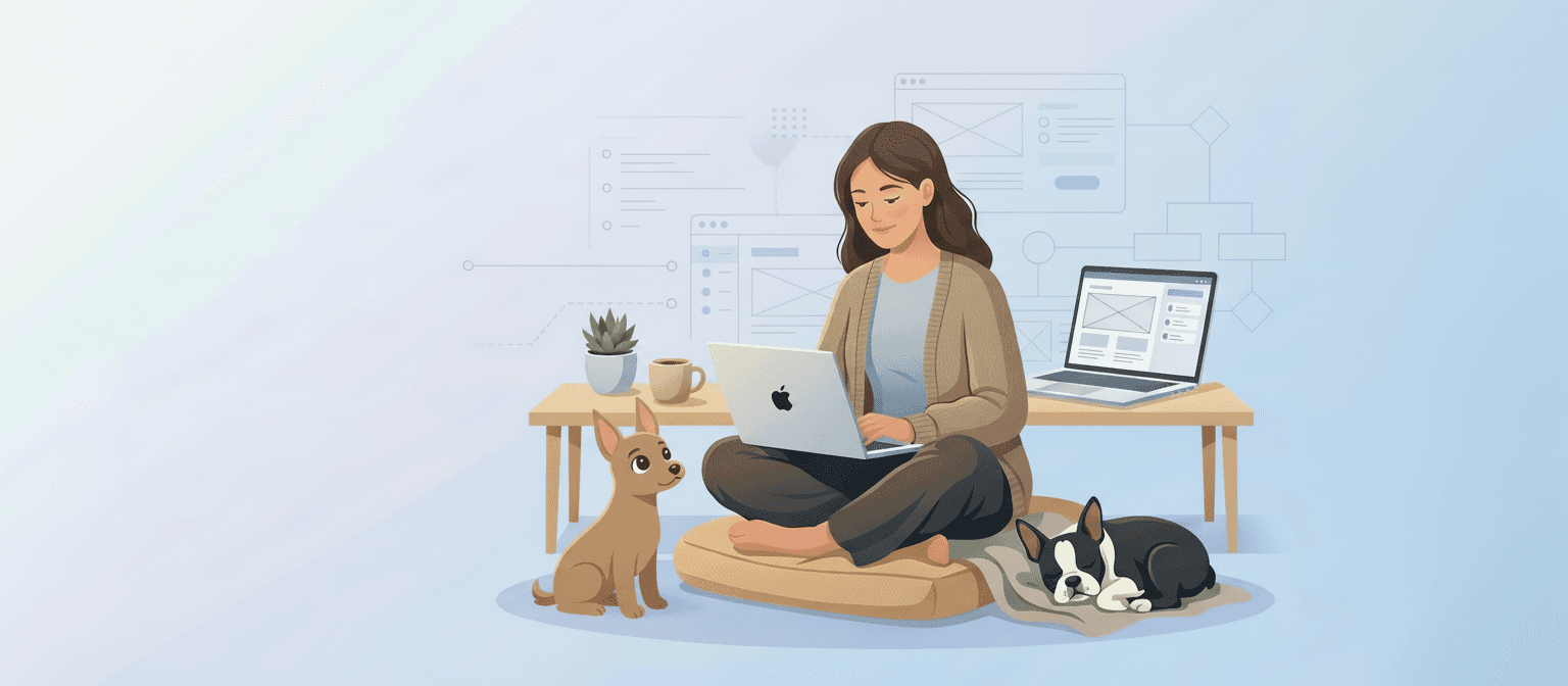 Image featuring a greyscaled website on an abstract background.