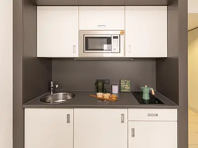 Compact private kitchenette in a student studio in Frankfurt