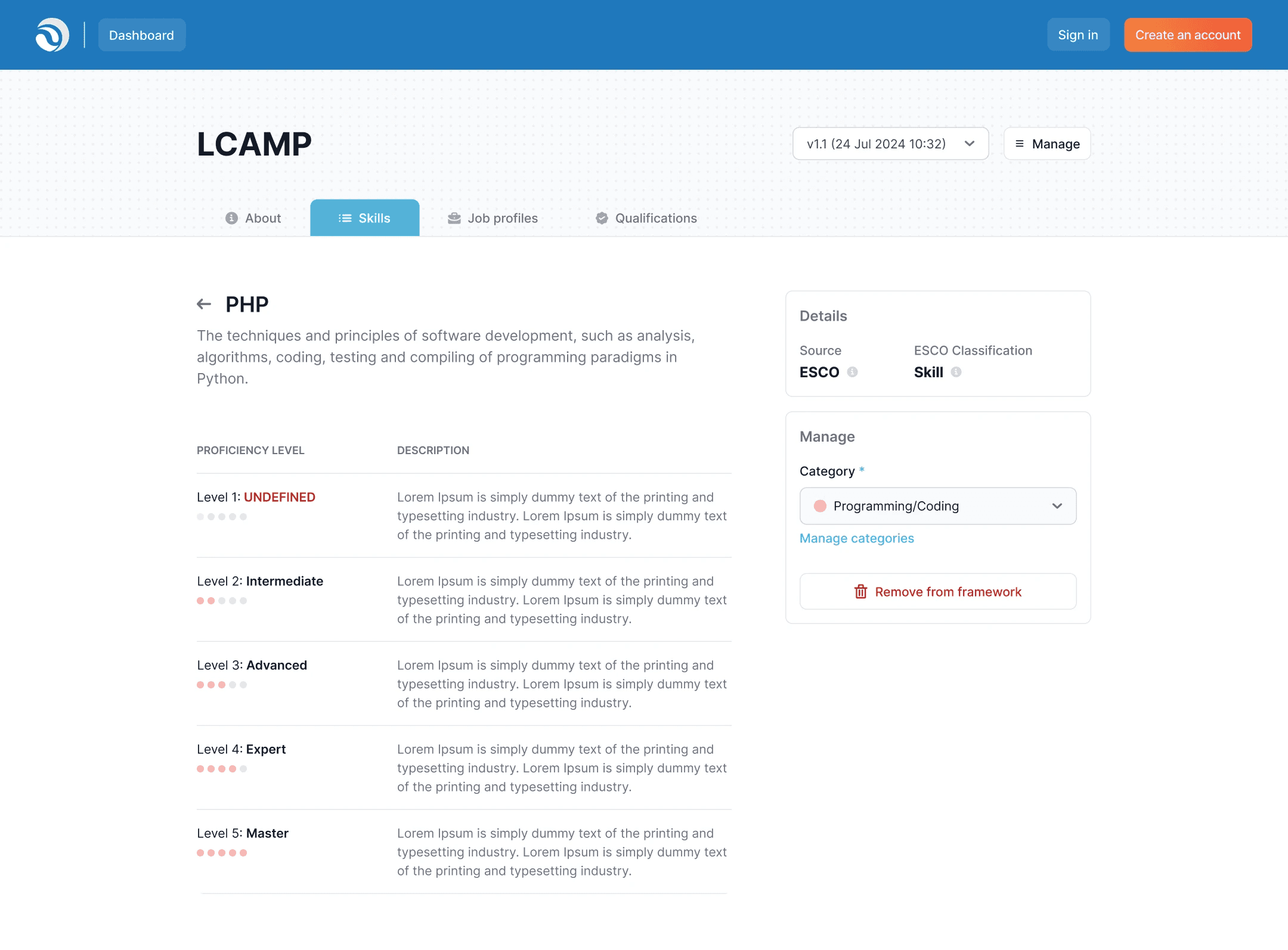 Skilldata skill overview