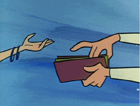 Gif d'une personne en train de dépenser son argent pour illustrer l'immobilisation d'une trésorerie importante dans le cadre de l'achat de véhicules d'entreprise.