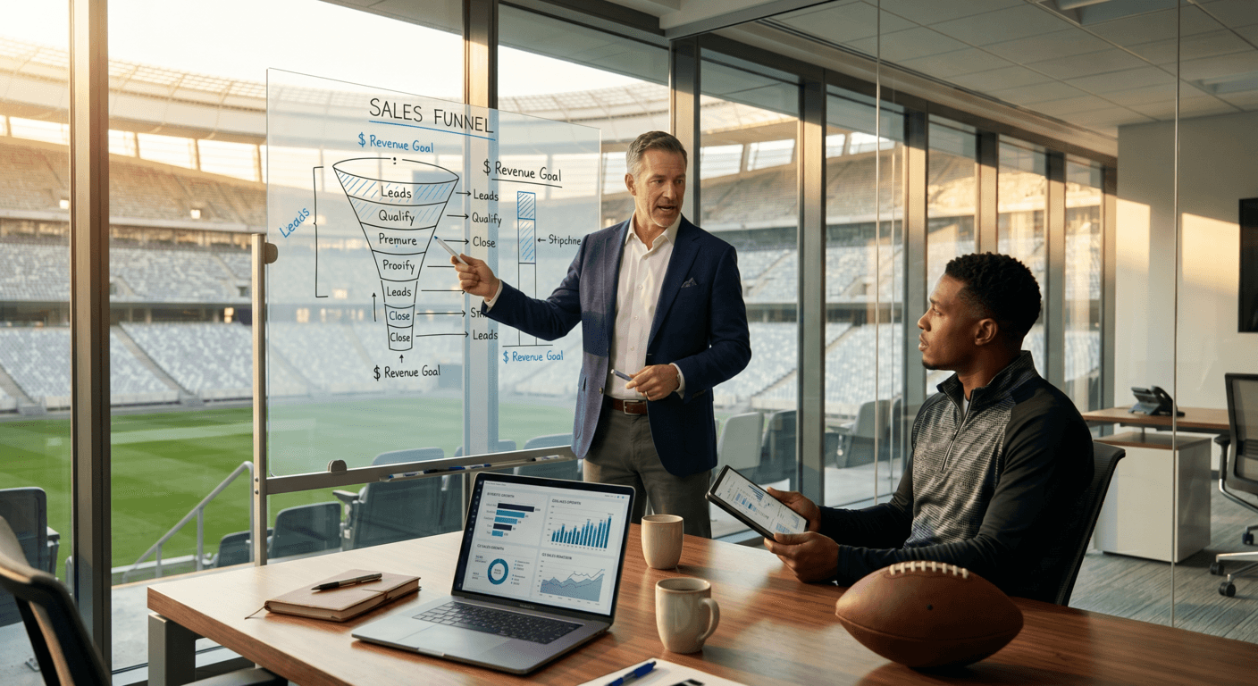 Athlete and sales manager in a meeting