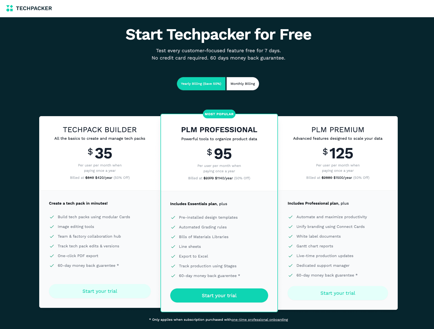 Techpacker Pricing