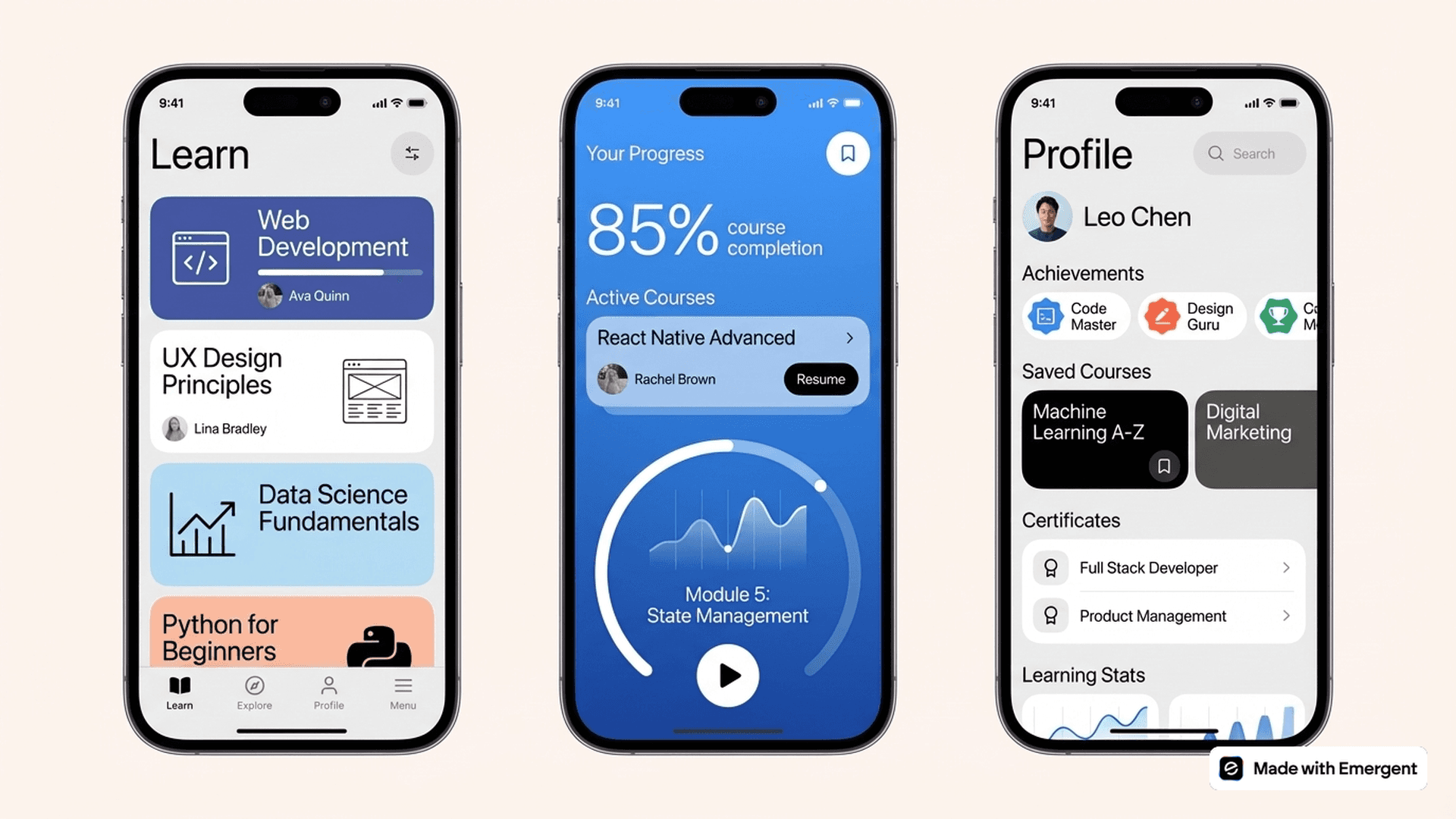 Education app made with emergent