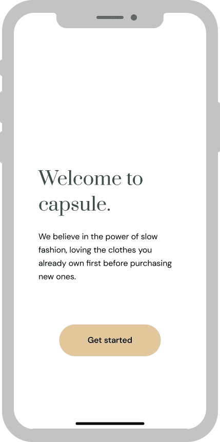 Onboarding screen with short description of capsule