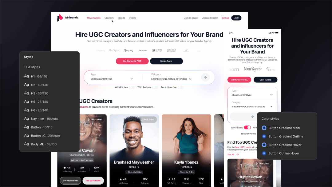 UI/UX design example