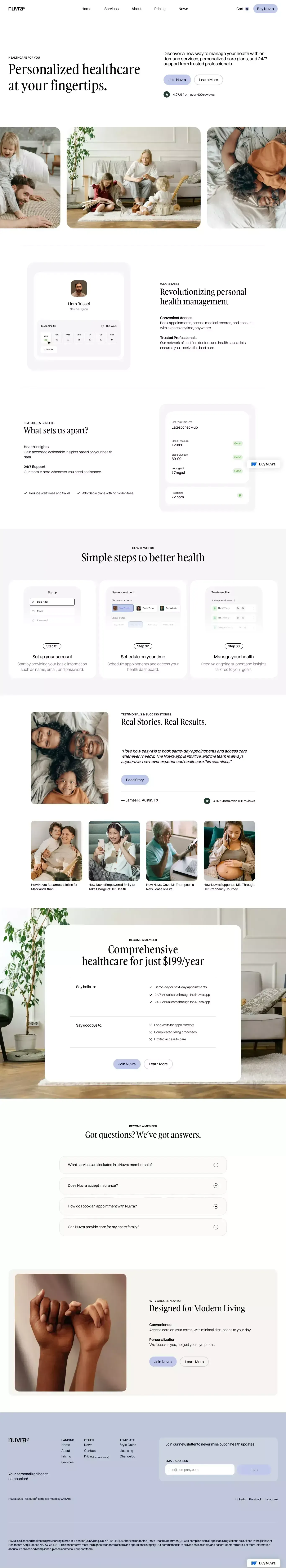 Nuvra- Webflow Ecommerce website templat landing page screenshot showcasing Health & Fitness and Medical design