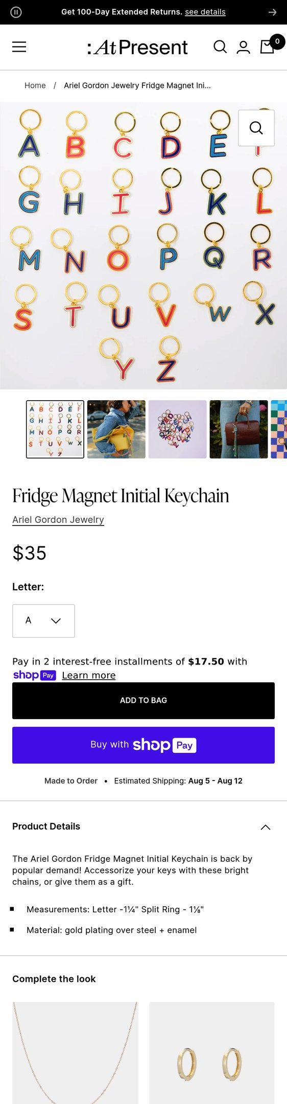 Jewelry product options include:  for Fridge Magnet Initial Keychain from At Present.