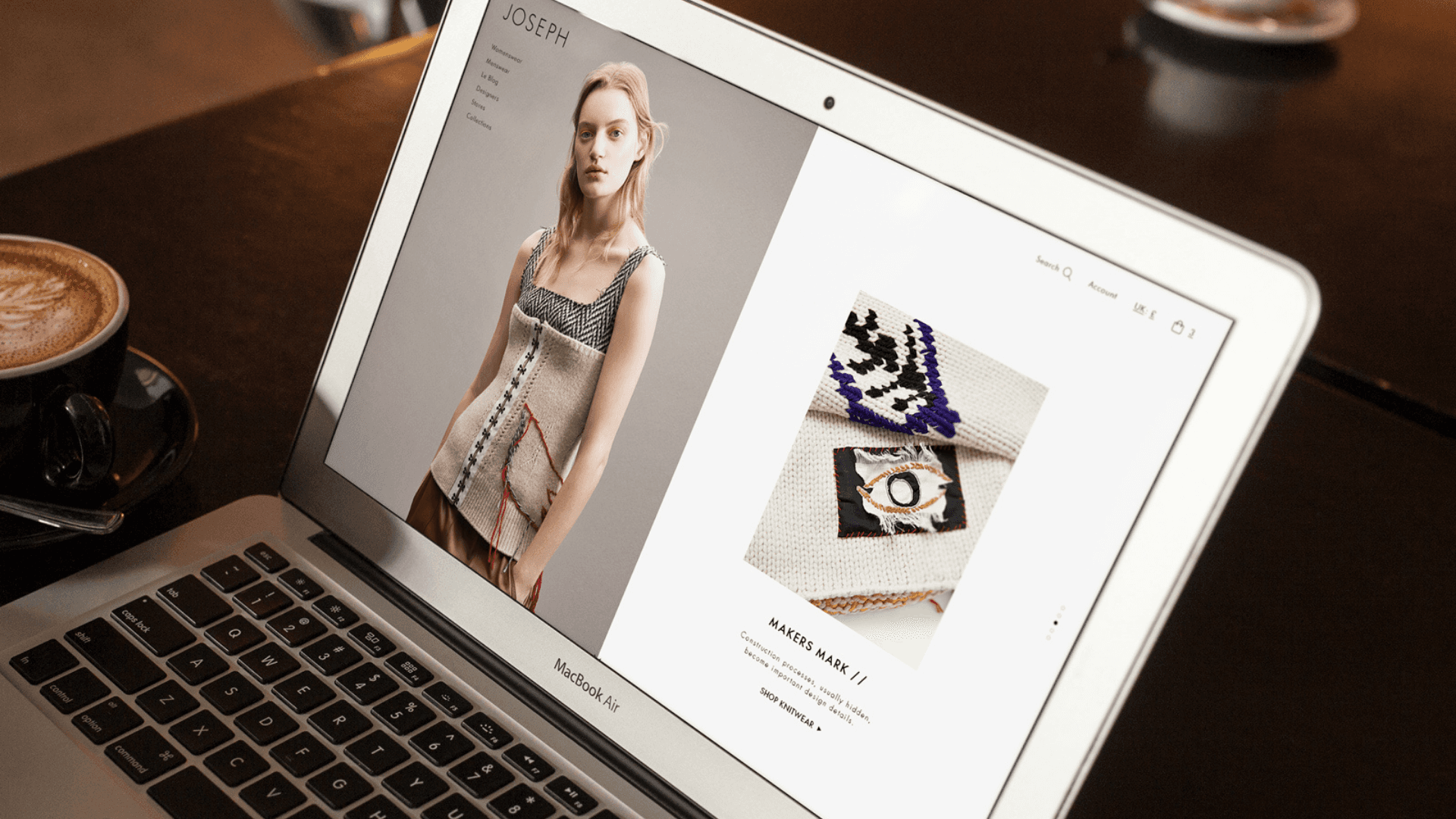 Joseph website on laptop