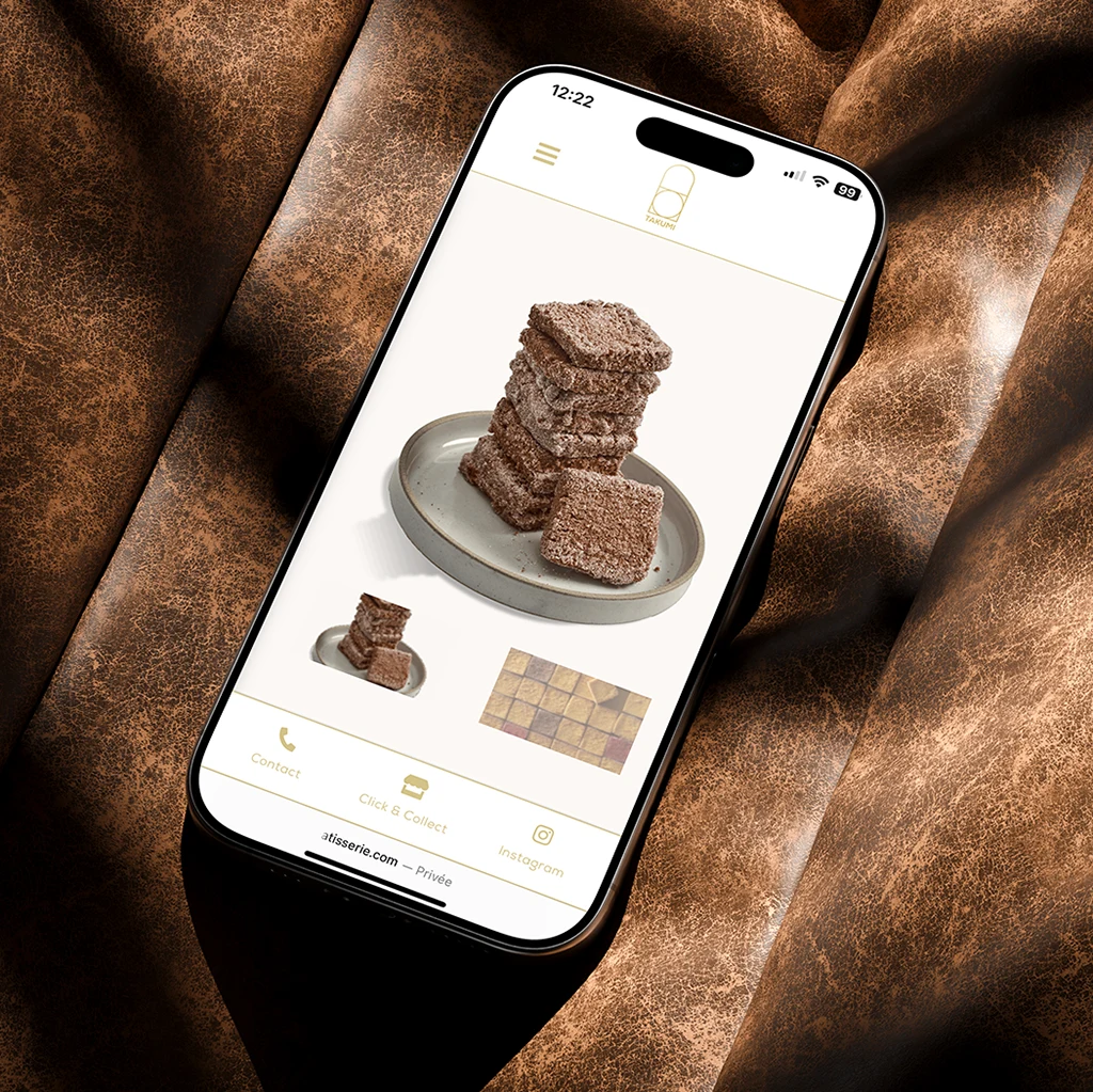 Site Web Takumi Pâtisserie vue mobile
