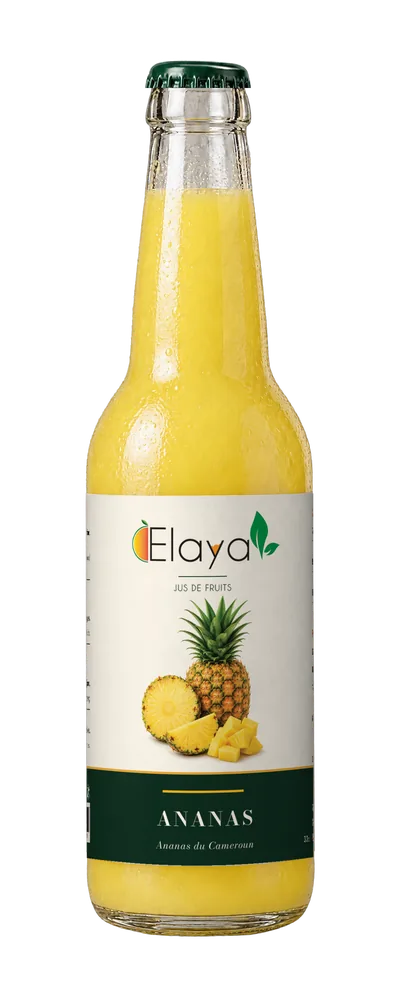 Bouteille ELAYA Ananas, jus de fruits du Cameroun, 33 cl