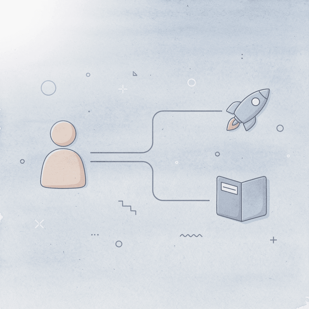 Icon showing decision split between current and alternative providers