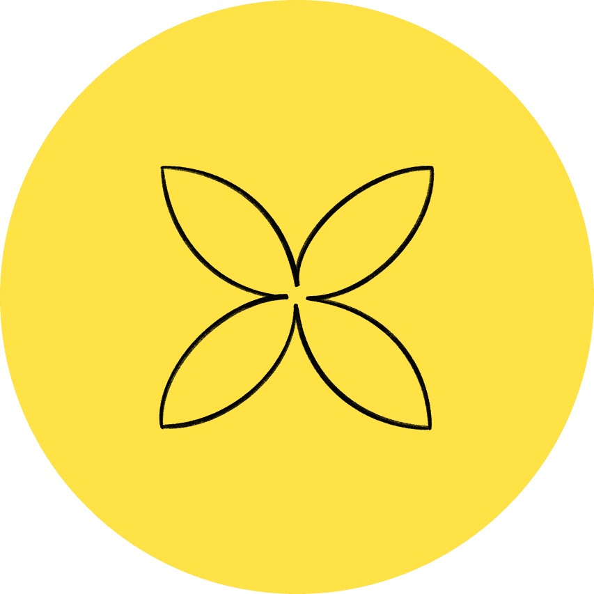 Remote Lab Fellowships logo featuring a black four-petal symbol on a yellow background