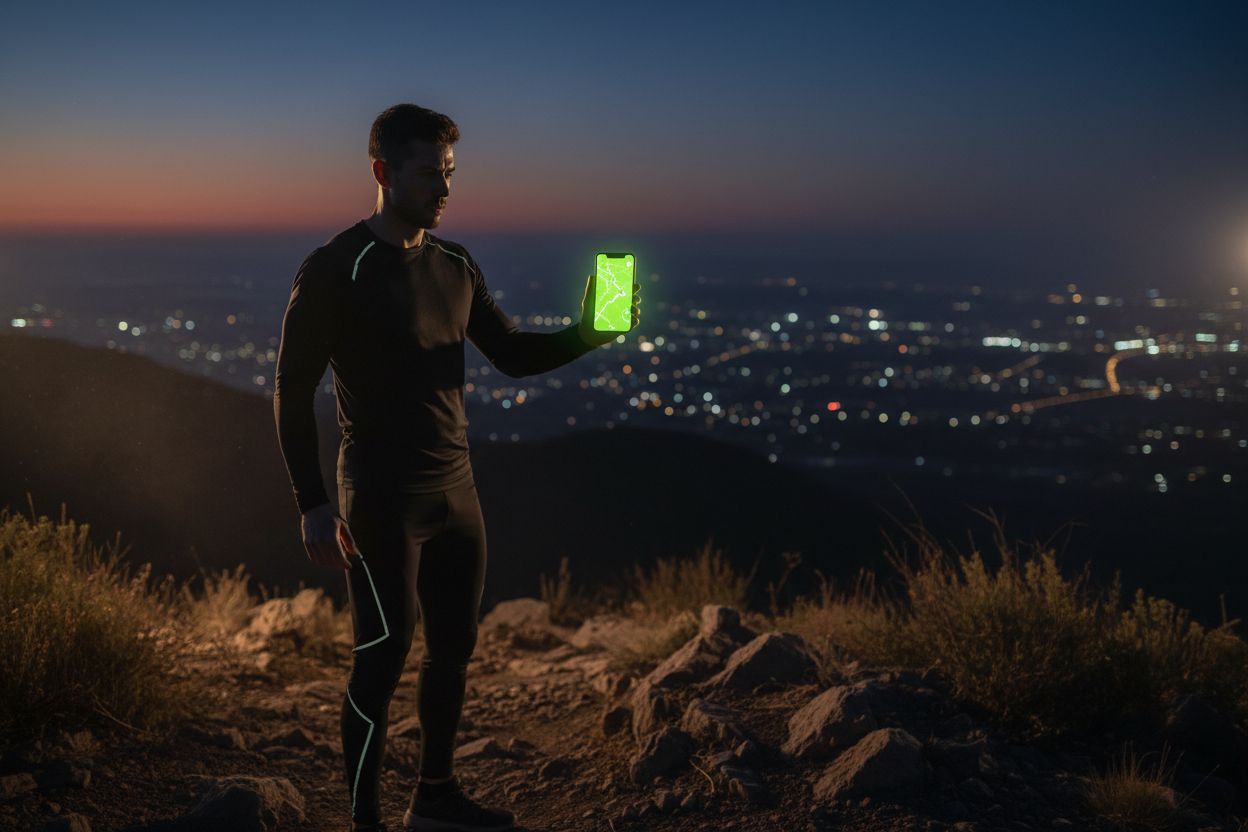 Runner tracking workout with app