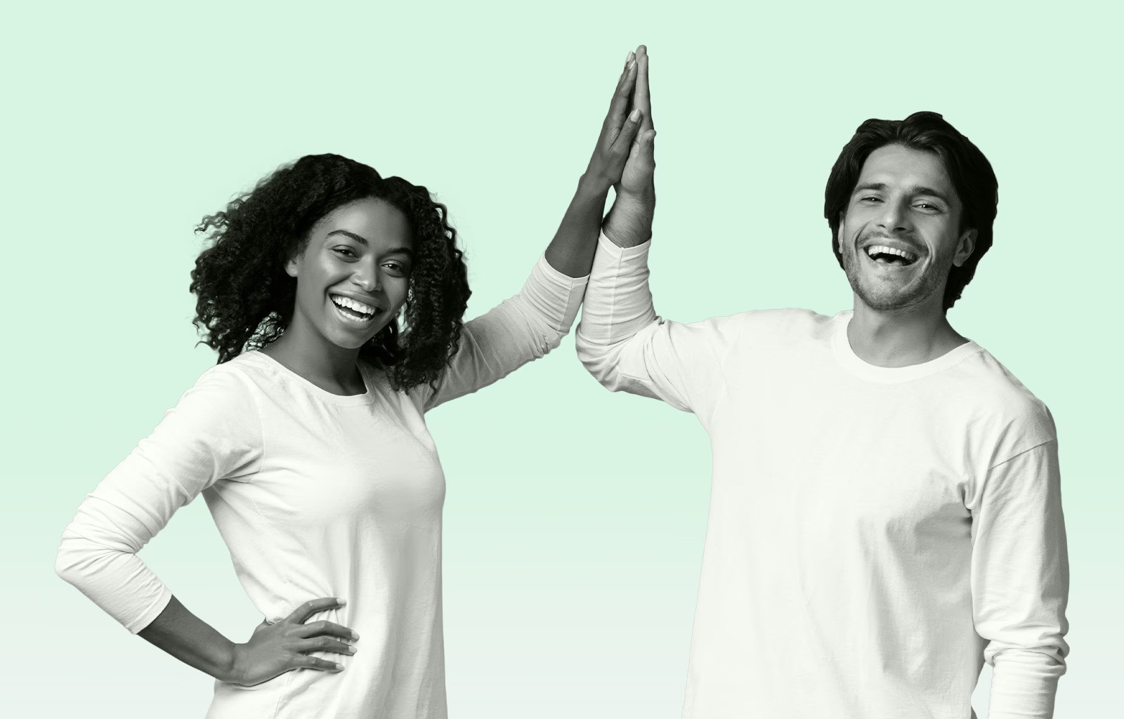 Two people high-fiving, symbolizing collaboration and success in creating effective Reddit Ads using HiveSight.