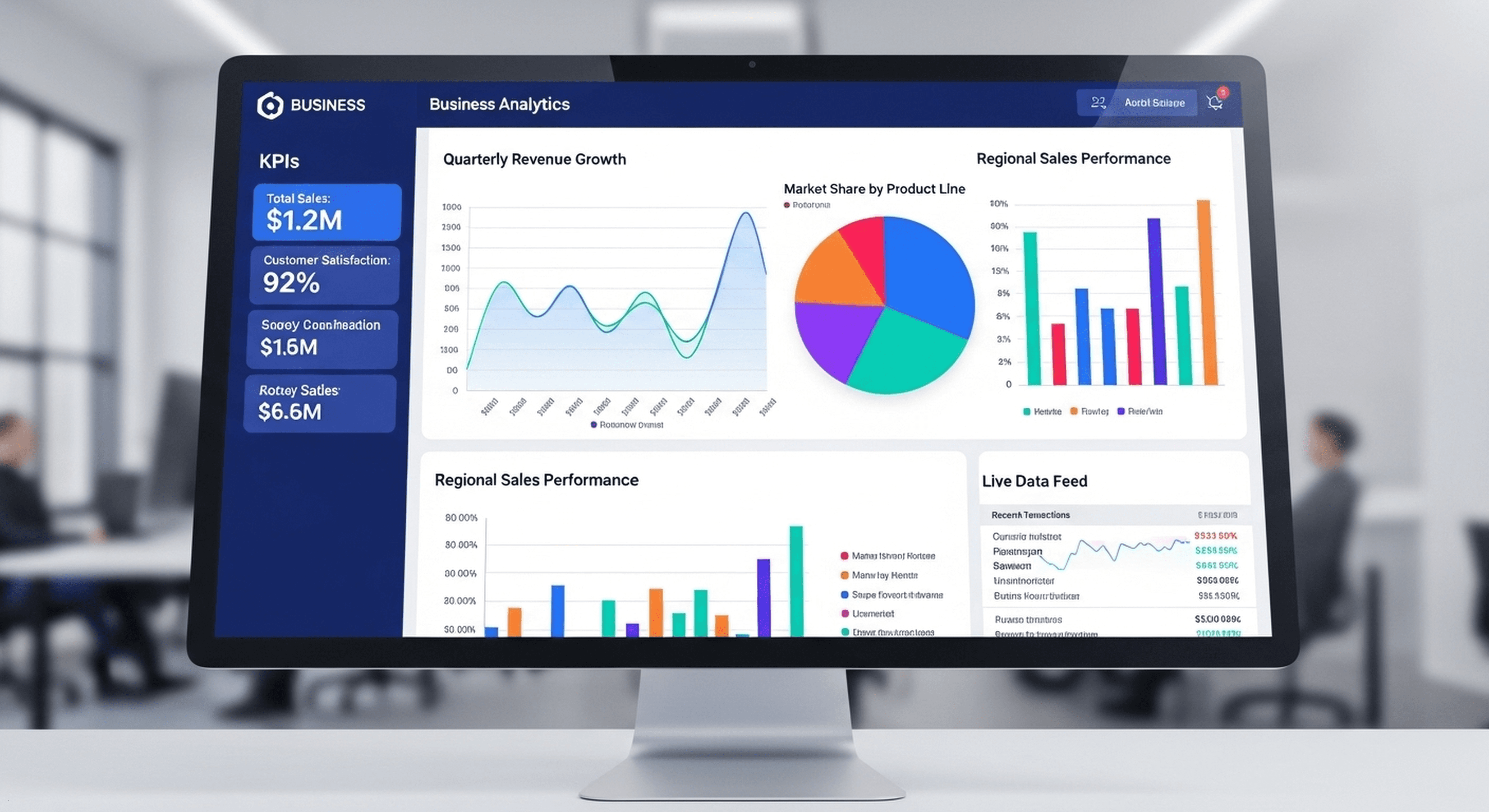 Data visualization monitor close up