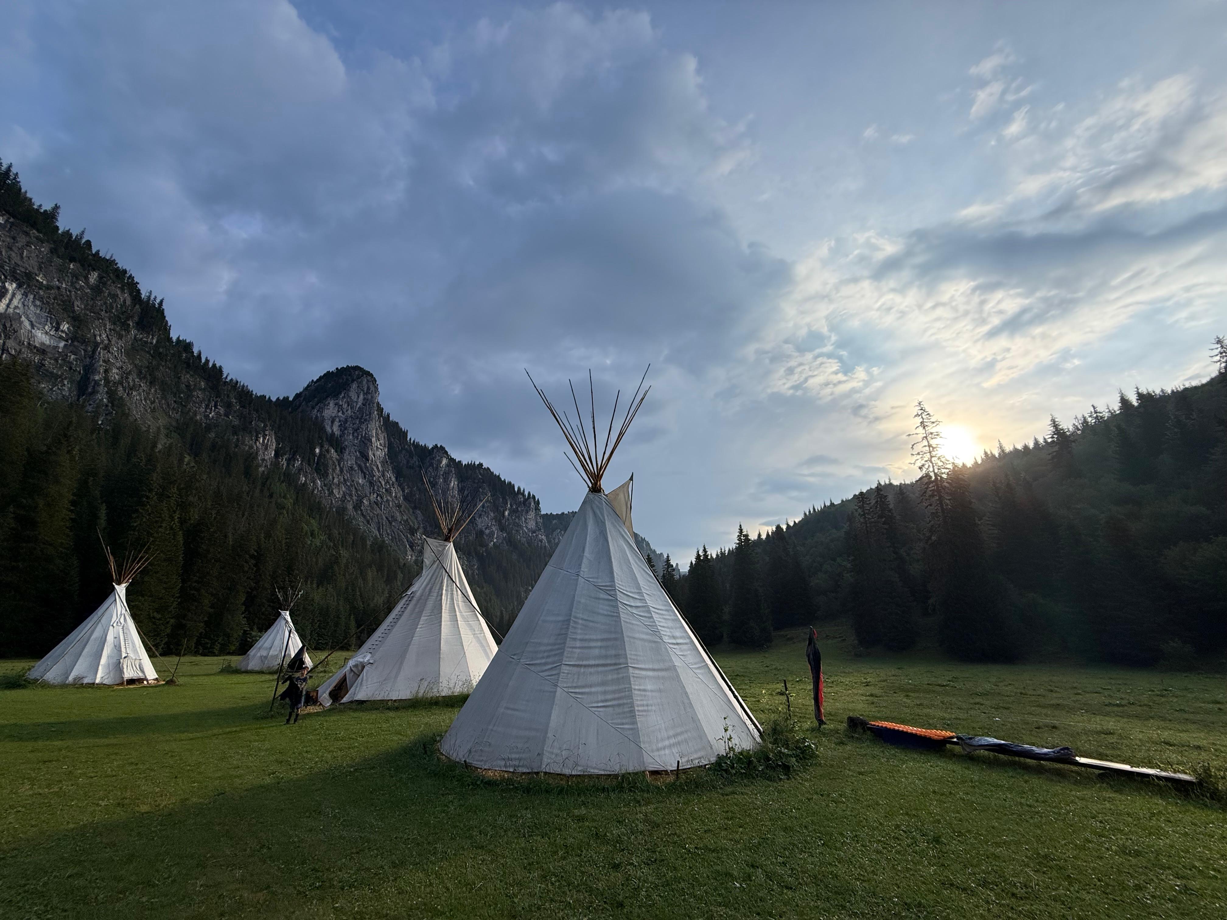 Tents infront of mountains