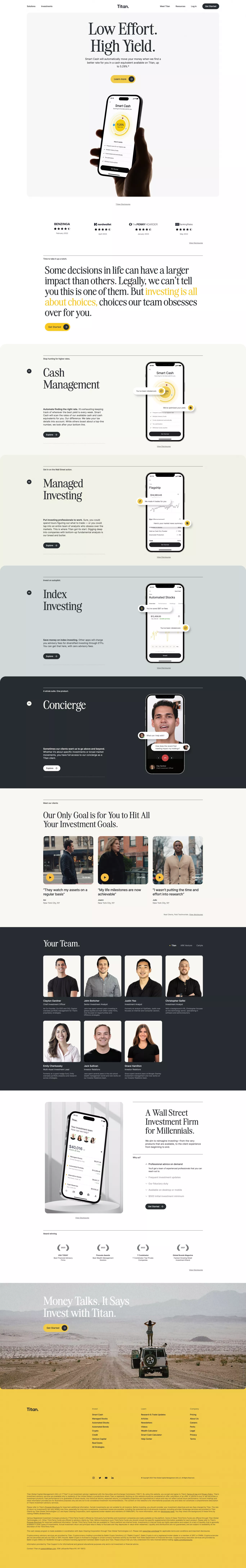 Titan landing page screenshot showcasing Tech and Finance design