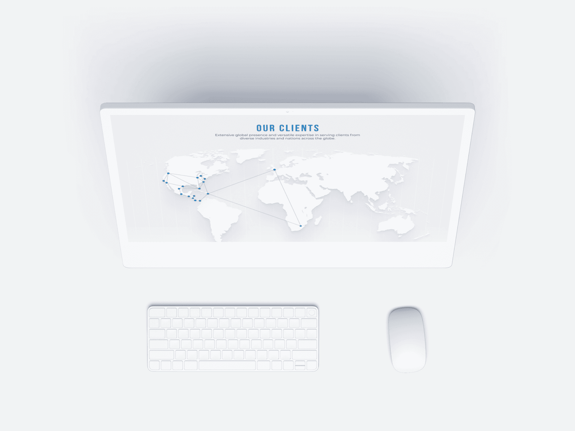 Dashboard-style web screen with global map in the KNDCode style.